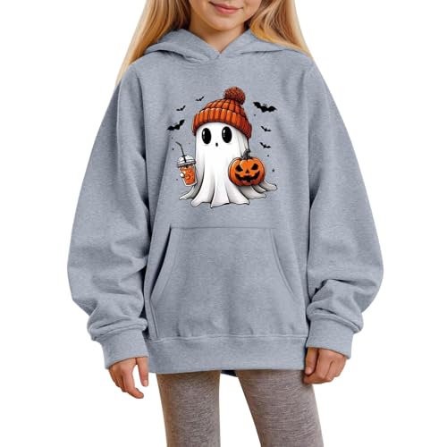 Hoodies for Teen Girls Fall Oversized Trendy Pullover Long Sleeve Ribbed Cuffs Halloween Ghost Pattern Clothes