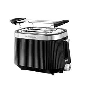 Russell Hobbs Broodrooster [2 Plakjes] Brontë Zwart (6 Bruiningsniveaus, Matte Afwerking, Roestvrijstalen accenten, Lift & Look, ontviezen/Opwarmen/Annuleren functies, Broodjeswarmer) 26760-56