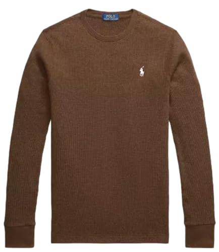 Polo Ralph Lauren Col rond gaufré à manches longues, Bruyère de cèdre, Taille XL
