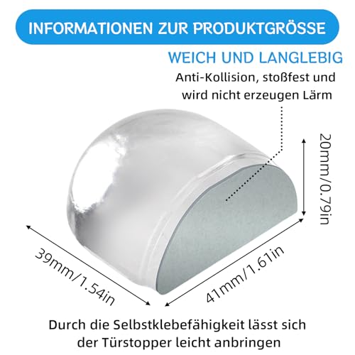 4 Stück Türstopper Boden selbstklebend, Transparente Selbstklebende Bodentürstopper Türpuffer Boden, zum Kleben Bodentürstopper, für alle Hartböden geeignet zum Schutz von Wand und Möbeln