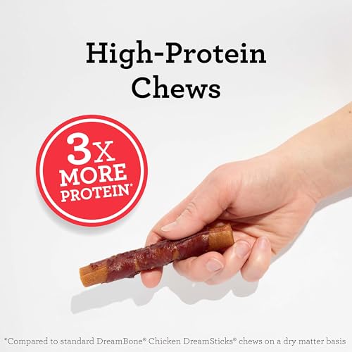 Image of DreamBone High Protein Rolls Rawhide-Free Dog Treats, 4 Count | Daily Chew, Digests Safely and Completely, Made With Real Water Buffalo Chicken & Peanut Butter, For Adult Dogs