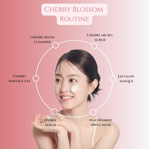 Image of KERATOPLUS Japanese Cherry Blossom Facial Kit | Niacinamide and Pro-Vitamin B5 | Plant Based Ceramides | Infused with Cherry Extracts | Dermatological Tested | 10 Steps Facial for All Skin Types