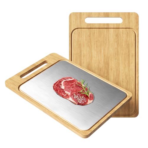 Comparison: Best Wood For Meat Cutting Board 5 Titanium Cutting Board, Double Sided Titanium/Bamboo wood Large Chopping Boards with Juice Groove Cutting Pads for Meat, Vegetables and Fruits