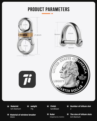 Image of FEGVE Titanium 360 Swivel Key Ring with 1 /2″ D Ring Keychain for Car Key | Very Mini Key Link Connector, Titanium ultra-light, Rust-proof, Anti-deform, Tangle-free Swivel