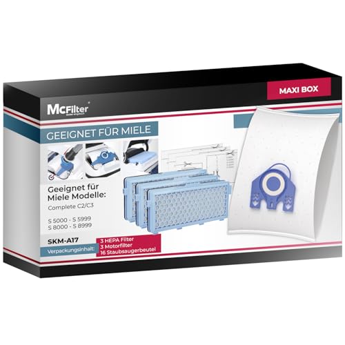 Sacs aspirateur Miele Complete C3 McFilter et filtres HEPA pour éliminer la poussière résiduelle