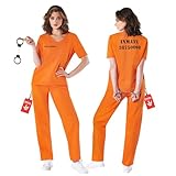 Fun Shack Disfraz Presa Mujer Naranja, Disfraces Presidiario Adulto, Mono Prisionera Halloween, Traje Carnaval Mujer, M