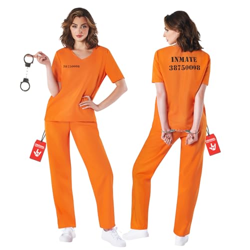 Fun Shack Women's Orange Prisoner Costume - Female Prisoner Outfit for Halloween, Costume Parties, and Themed Events, XX-Large