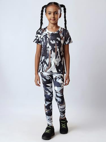 Image of Girls Active Sports Wear Set - Stylish Printed T-Shirt and Leggings Set for Girls - Comfortable and Breathable Workout Clothing for Sports, Gym, Yoga,- Perfect for Casual Wear (4-14 Sizes)