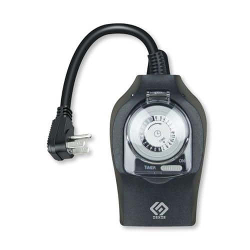 OSKOS 24 Hour Outdoor Light Timer-programmable in 30 min intervals, Allowing up to 48 on/Off Settings per Day. Features 2 Grounded outlets, Ideal for Home use and Garden Lighting. Rated 15A UL Listed