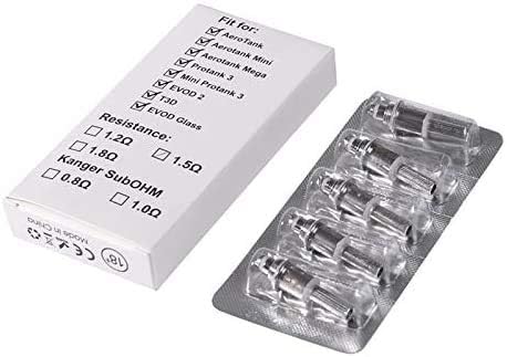 MANVAPOUR - Genuine KANGERTECH V2 Upgraded Dual COILS - for PROTANK 3 / AEROTANK Mini MEGA Giant EMOW/GENITANK / T3D / EVOD 2 (1.8 Ohms Ω, Pack of 5)