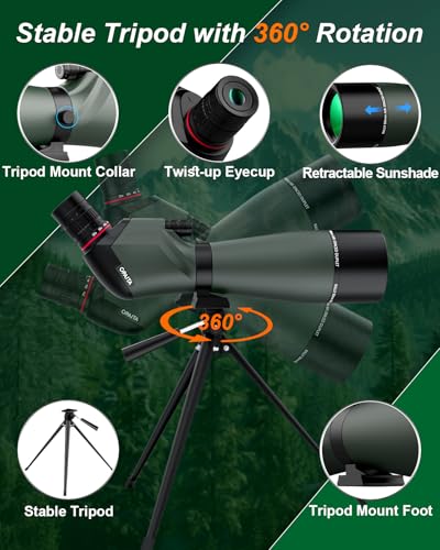 opaita 25-75X80 Spotting Scope for Shooting Hunting - Spotter Scopes with Tripod Phone Adapter Waterproof HD Scope for Target Shooting Bird Watching