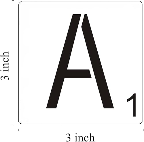 Miniatura 4 de Scrabble - Plantillas de letras de azulejos de 3 pulgadas, paquete de 28 plantillas de alfabeto estilo Scrabble para pintar sobre madera, plantillas