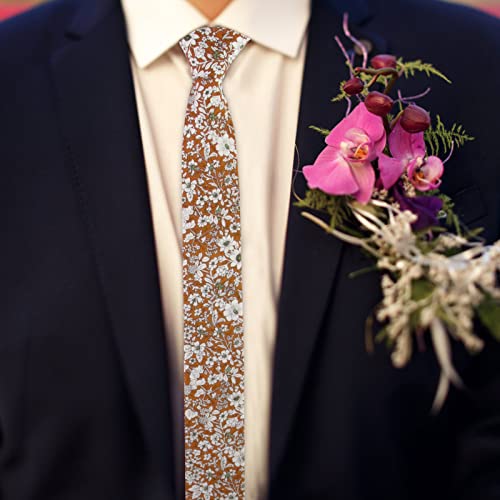 Image of Mantieqingway Floral Ties for Men Skinny Cotton Tie Flower Necktie