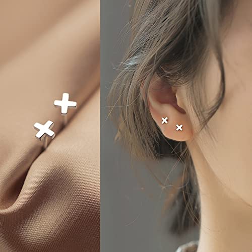 Pendientes de Plata 925 Letra X Pequeños Joyería Minimalista 3