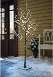 Marco Paul 4ft Christmas Twig Tree with Lights - Large Pre-Lit Twig Tree with 48 Warm White LED Lights Battery Powered Christmas Decorations Indoor and Outdoor for Alternative Xmas Tree