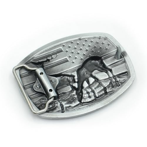 Deer Belt Buckle Men Women - Deer Belt Buckles Men Western Cowboy Belt Buckle for Woman Mens Boys Cowgirl Gifts | Mens Belt Buckle Silver Belt Buckle American Flag Belt Buckle Western Belt Buckles