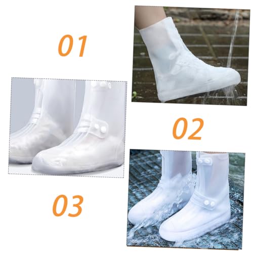 Outanaya 1 par de cubiertas impermeables para zapatos de silicona para lluvia, tallo alto, PVC blanco para niños miniatura 4
