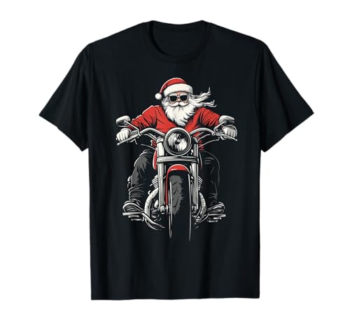 Biker Santa Claus Funny Motorrad Xmas Christmas T-Shirt