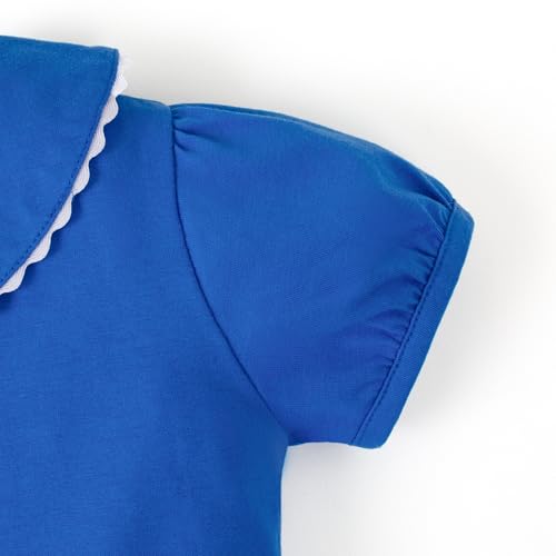 Image of 12M-14Y Toddler Baby Girls Peter Pan Collar Blouse Kids Girl Solid Color Puff Sleeve T-Shirts Casual Tee Tops