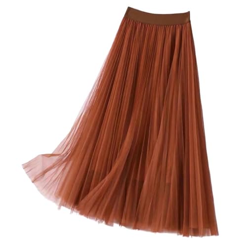 Women Elegant Mid-Length A- Line Tulle Skirt Pleated Skirts Casual