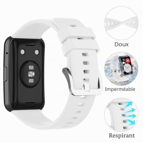 Wownadu Bracelet Compatible pour Huawei Watch Fit Bracelets Rechange Femme Homme Sport Strap, Accessoires Remplacement Silicone Band (Pas de Montre), Eine Grösse, Silicone, Pas de pierre précieuse – vue 5
