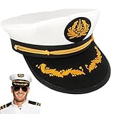 truee Marine Admiral Hut, Verstellbar Kapitäns Hut, Kapitän Yacht Hut, Unisex Seemann Kapitän Hat, Kapitänsmütze, Marine Seemann Hut für Erwachsene für Karneval Mottoparty Partys Cosplay