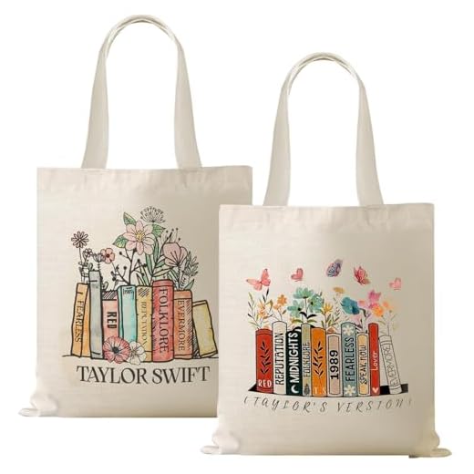 WANDGU TS Album Inspirada Bolsa de Transporte para Mujer: Set de 2 TS Canvas Tote Bag, Bolsa Tela Reutilizable para Fans para Regalo Amantes de la Música (20 x 15 x 3 cm)