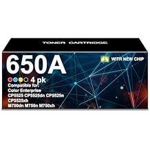 650A Toner Cartridges 4 Pack with Chip Compatible Replacement for 650A for Color Pro CP5525 CP5525dn CP5525n CP5525xh M750 M750dn M750n M750xh Printer CE270A CE271A CE272A CE273A High Yield