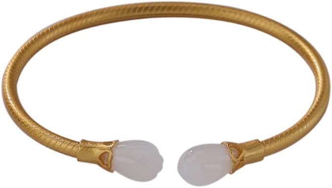 Silver Plated Natural Hetian Jade Bracelet Temperament Magnolia Opening Women's Bracelet,D-As Show