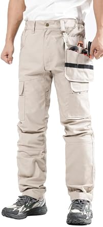 GGleaf Mens Work Pants Ripstop Waterproof Elastic Waist Outdoor Cargo Tactical Hiking Quick-Dry Pants with 7 Pockets