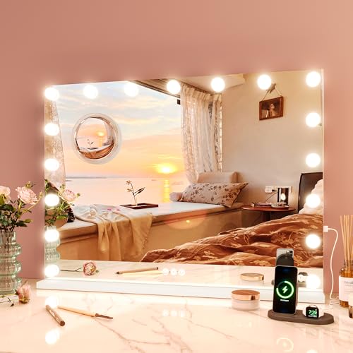 GAOMON Makeup Mirror with Lights, Multifunctional Smart Touch Vanity Mirror