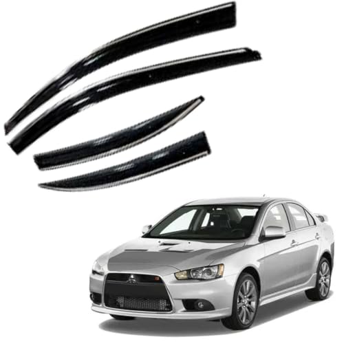 Image of CAR SAAZ Chrome Line Door Visor for Lancer (2004-2013) (Set of 4Pcs) | Rain Guard | Wind Deflector