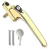 Bwintech 1 Pcs in-Line Pvd Gold UPVC Zinc Window Handle, 43mm Spindle for Indoor and Outdoor UPVC Window