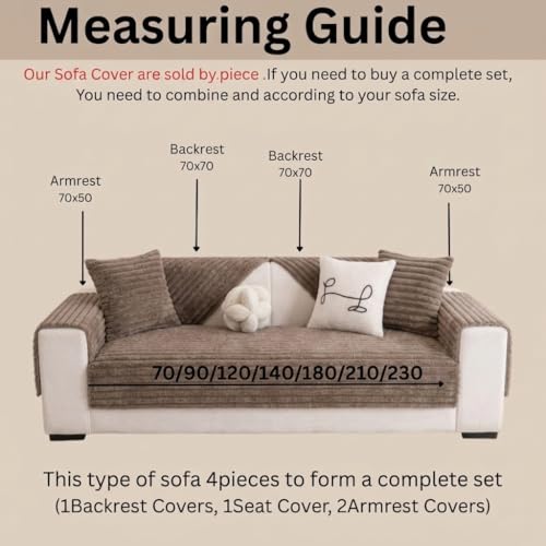 Image of HOMETHREADS 600GSM Thick & Soft Rabbit Fur Plush Sofa Cover-Luxurious Cozy Slipcover, Washable & Pet-Friendly, Anti-Scratch Protector for Sofas (Khaki, 2 Seater | 140x70cm)