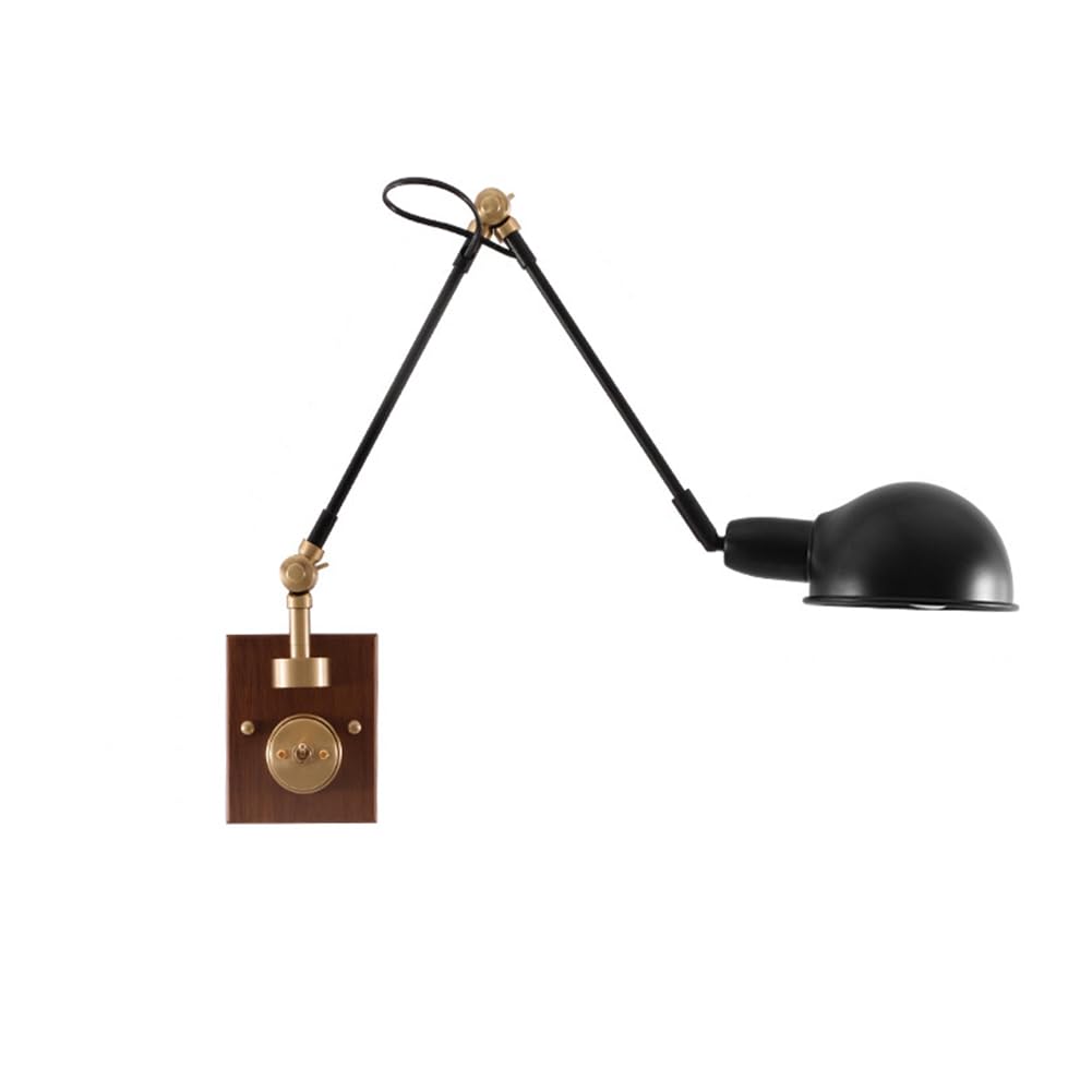 Applique Da Parete Interno LED 12W Bianco Caldo Luce Braccio Lungo Regolabile Metallo Lampada Da Parete Industriale Vintage Retrò Lampada A Muro Per Camera Da Letto Soggiorno Corridoio Scale, Nero