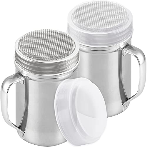 Image of CUSINIUM Large Powdered Sugar Shaker Duster - With Handle - Cinnamon Shaker For Coffee Bar- Fine Mesh Dredge - 14 ounce, pack of 2 | Style: Fine