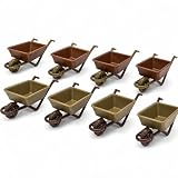 LOGOFUN Lot de 8 brouettes miniatures pour décoration de jardin Vert + Marron