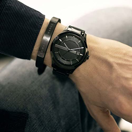 Armani Exchange Orologio da uomo con movimento a tre lancette e data, cassa in acciaio inossidabile nero da 46 mm e bracciale in acciaio inossidabile, AX7101