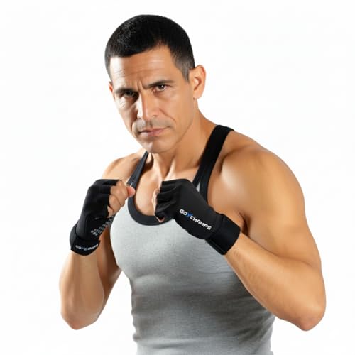 GoChamps Premium Fingerless Multi-Sports Gloves with Wrist Support, Anti-Slip Grip, Breathable, Lightweight, Useful for Gym, Cycling, Trekking & Weightlifting, Medium (19-20.3 cm, 1 Pair)