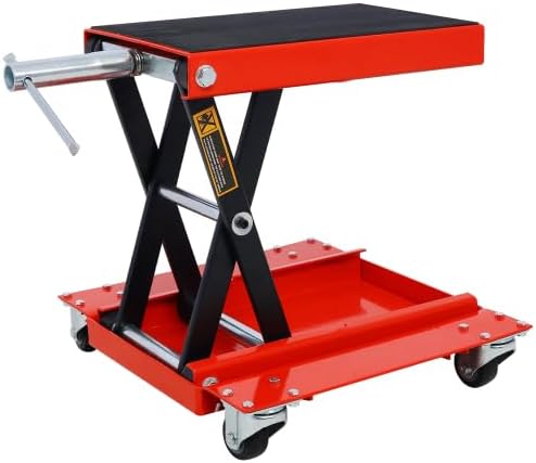 1100lb Motorcycle Lift with Dolly Jack,Scissor Lift Jack Wide Deck,Front Rear Center Tire Wheel Engine Stand,Portable Bike Rack