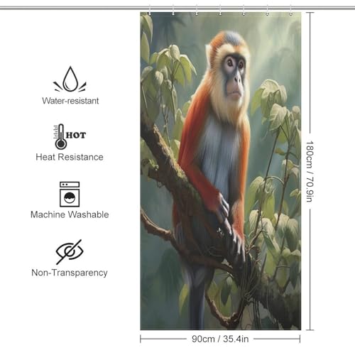 Rideau de douche singe en polyester imperméable 92x183cm
