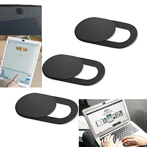 Justjack Pro (3 Pack) Stickon Webcam Privacy Cover Slider Protector Hider for Laptop, Ipad, Tablet, Phone Desktop Iphone Ultra Thin Light Black Security Web Camera Shutter Accessories when working