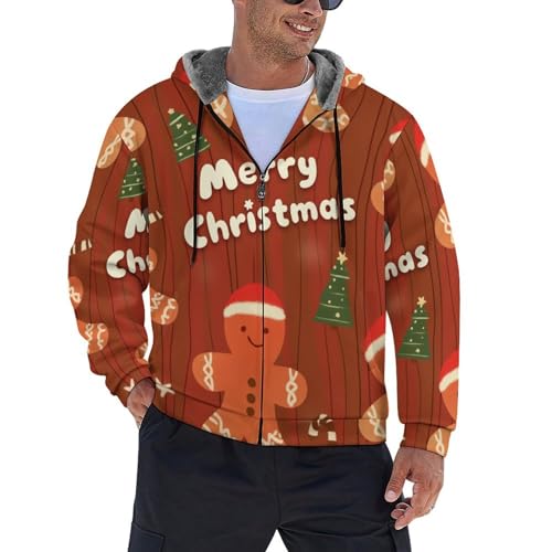 Motif bonhomme en pain d'épice sweat à capuche zippé homme Noël