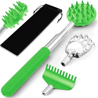 Telescoping Back Scratcher with 3Pcs Detachable Scratching Heads,Tukuos Back Scratcher Extendable Backcratchers for Men/Women,Bear Claw/Rake Scratcher for Aggressive/Moderate Scratching