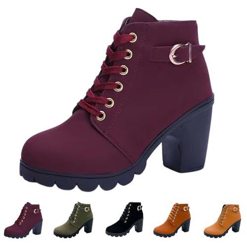 Bottines de combat plateforme rouge en cuir synthétique 40 - 3
