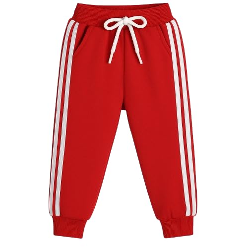 Children's Drawstring Sweatpants with Double Stripes, Side Pockets, Multiple Colors