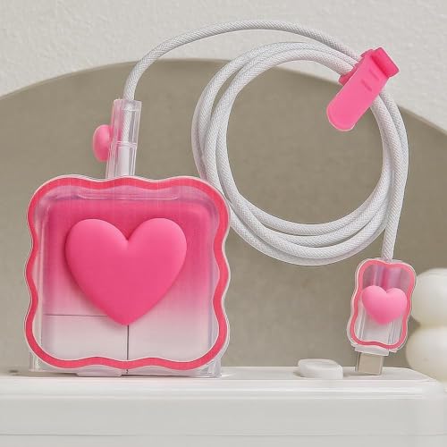 Image of FACTOTECH Case for MacBook & iPad Charger, 29w 30w 35w Charger Case, Travel Cord Organizer, Accessories (for Apple 29w 30w 35w Adapter)-Magenta Heart