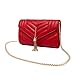 Genuine Leather Clutch Crossbody Bag Quilted Evening Bag for Women Fashion Shoulder Clutch Handbag with Chain - Wine Tassels