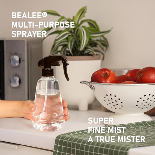 Spray Bottle 2 Pack, 16oz - Ultra Fine Mist, Plant Mister Hair Misting Empty Spray Bottles Indoor, Leak Proof Water Sprayer for Planting, Hair Care, Essential Oils, Cleaning Solutions (Clear)3