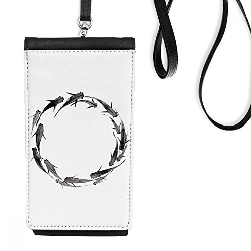 Cadeau smartphone carpe noire : pochette suspendue en faux cuir